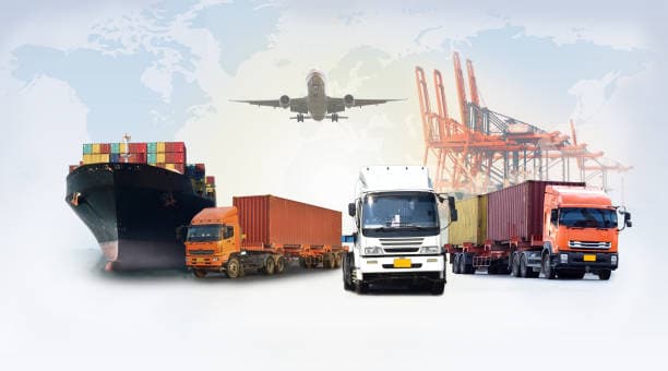 Empresa de transporte de mercadorias internacional. Serviços logísticos e transporte: rodoviário, ferroviário, marítimo, aéreo e soluções logísticas